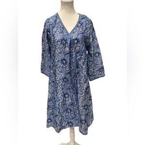 Vintage ANOKHI : Rare Tie Front Artisan Indian Hand Block Dress : XL